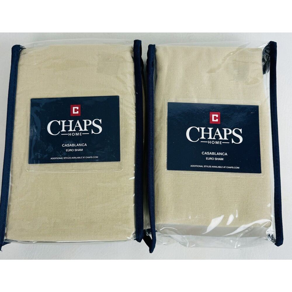 Chaps Ralph Lauren Casablanca Tan Cotton Euro Pillow Shams Set of 2 New
